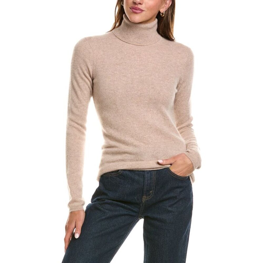 Incashmere Womens Basic Turtleneck 100% Cashmere Sweater, Brown